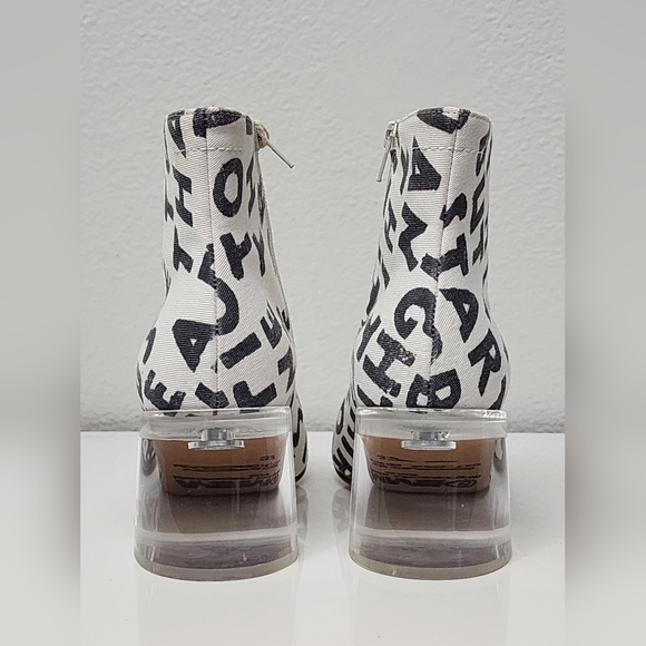 MM6 Maison Martin Margiela Clear Lucite Heels Canvas Print Boots Size 37 US 6.5 - Picture 4 of 6